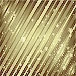 Golden holiday background with diagonal stripes and stars (vector eps 10)