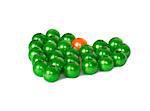 Heart shape of green and orange beads
