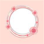 Cute Frame with Rose Flowers  Vector Illustration.