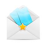 White Envelope Icon with Star Vector Illustration