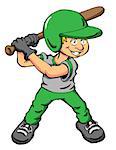 Vector cartoon of a boy about to swing a bat