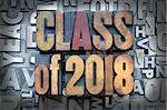 Class of 2018 written in vintage letterpress type