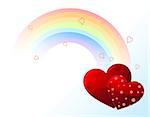 Valentines Day  background with hearts and rainbow
