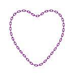 Purple chain in shape of heart on white background