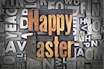 Happy Easter written in vintage letterpress type