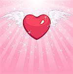 Winged heart on radial background