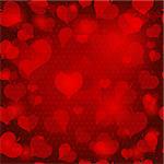 Red valentine seamless pattern with hearts and leaves (vector eps 10)
