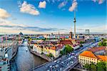 Berlin, Germany skyline over the Spree River.