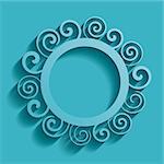Turquoise vector vintage background with rounded spiral ornament