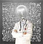 Lamp Head Doctor man with stethoscope against different backgrounds