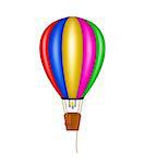 Hot air balloon in coloured design on white background