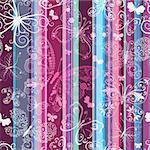 Seamless striped vintage pattern with translucent lacy butterflies (vector eps 10)