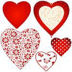 Collection valentine hearts with stars, flowers and butterflies isolated on white (vector eps 10)
