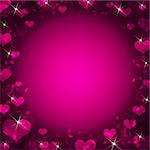 Abstract frame with magenta hearts. The concept of Valentine's Day