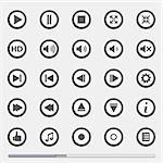 Set of media player buttons and progress bar, flat design, vector eps10 illustration