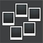 Set of blank photo frames on dark background, vector eps10 illustration