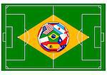 Vector illustration of the football field with ball - Brazil 2014. This file is vector, can be scaled to any size without loss of quality.