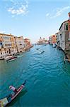 Venice Italy grand canal view from the top of Accademia bridge with "Madonna della Salute" church on background