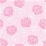 Seamless vector floral pattern with pink and white roses on sweet baby pink background. Beautiful abstract vintage texture with pink flowers and cute background for desktop wallpaper or website design