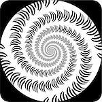 Design decorative spiral movement background. Abstract monochrome icon in op art design. Vector-art illustration