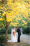 Portrait of Groom Kissing Bride's Hand Outdoors, Toronto, Ontario, Canada