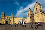 View of people and grounds in front of San Francisco Church and Convent, Lima, Peru