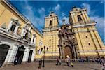 People and grounds in front of San Francisco Church and Convent, Lima, Peru