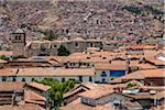 Overview of houses with tile rooftops, Cusco, Peru