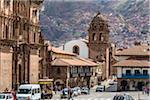 Street scene with Church of the Society of Jesus, Plaza de Armas, Cusco, Peru