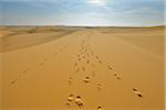 Footprints on Sand Dune, Matruh Governorate, Libyan Desert, Sahara Desert, Egypt, Africa