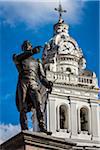 Statue of Marshal Mariscal Sucre and Iglesia de Santo Domingo, Plaza de Santo Domingo, Quito, Ecuador