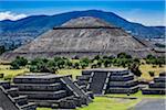 View of Plaza of the Moon and Pyramid of the Sun from Pyramid of the Moon, San Juan Teotihuacan, northeast of Mexico City, Mexico