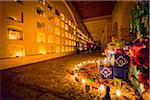 Lighted Candles in Crypt of San Miguel Cemetery during Day of the Dead Festival, Oaxaca de Juarez, Oaxaca, Mexico