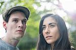 Portrait of young couple, man wearing flat cap