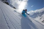 Woman off piste skiing in Kuhtai , Tirol, Austria
