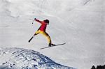 Woman ski jumping in Kuhtai ,Tirol, Austria