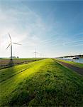 Wind turbines and canal, Bath, Zeeland, Netherlands