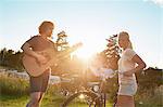 Young couple enjoying guitar, Gavle, Sweden