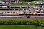 View of rail and freight, Munich, Bavaria, Germany