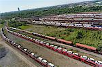 View of railways and freight, Munich, Bavaria, Germany