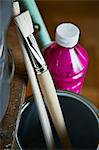 Home improvement, paintbrushes in a bucket, Munich, Bavaria, Germany