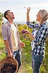 Grape harvest, Young couple having fun, Slavonia, Croatia