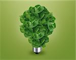 ecology concept, Green light bulb as a tree.