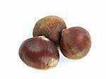 fresh chestnuts on a white background