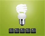 Light Bulb and keyboard buttonswith ideas word.