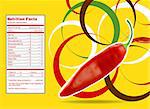 Creative Design for Red hot chili  with Nutrition facts  label.