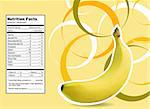 Creative Design for Banana with Nutrition facts  label.