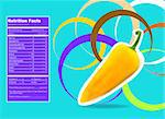 Creative Design for Yellow chili pepper with Nutrition facts  label.