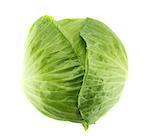 Fresh green cabbage on white background .   (with clipping work path)
