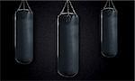 black Punching bag for boxing or kick boxing sport.